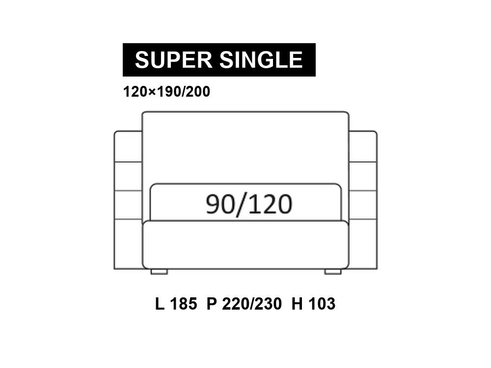 尺寸圖 Super Single (mattress 120×190/200 cm)